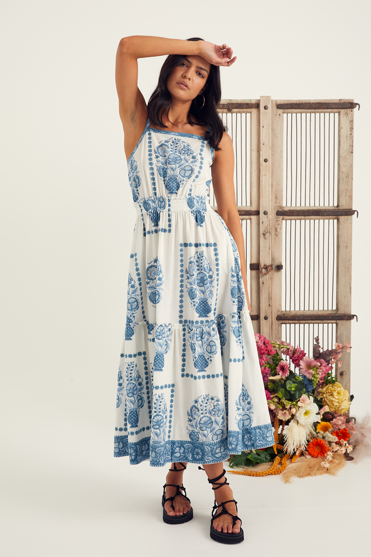 Lulu Dress - Indigo Taj Print