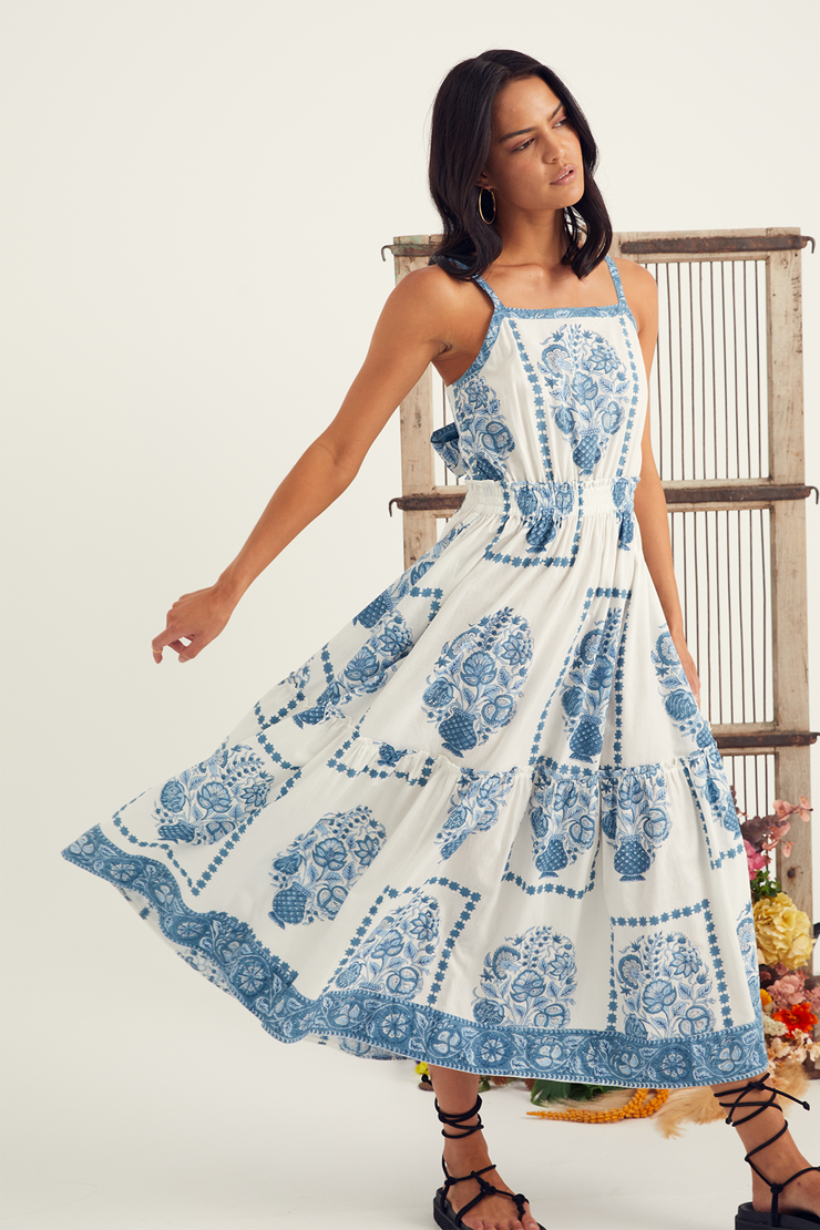 Lulu Dress - Indigo Taj Print