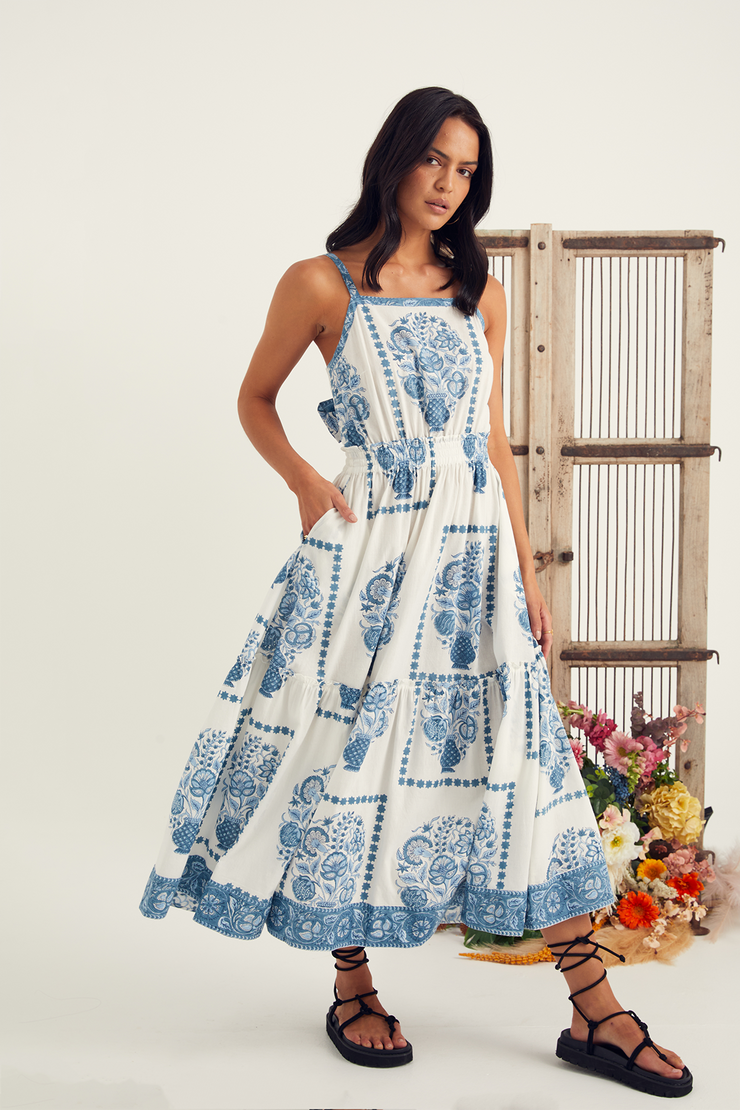 Lulu Dress - Indigo Taj Print